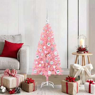 Vidaxl Christmas Tree With 150 Leds With Stand Pink 120 Cm Pvc - image 1
