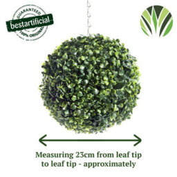 Pair Of Best Artificial 23Cm Green Boxwood Buxus Grass Hanging Basket Topiary Ball - Suitable For Outdoor Use - thumbnail 4
