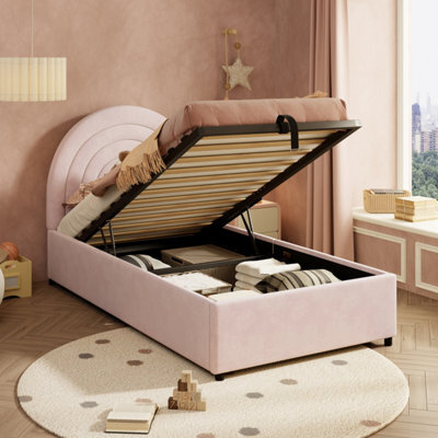 Single Upholstered Bed With Slatted Frame And Headboard - image 1