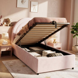 Single Upholstered Bed With Slatted Frame And Headboard - thumbnail 2
