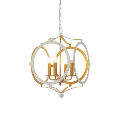 Luminosa Lighting Luminosa Vicenza 4 Light Ceiling Pendant Matt White & Gold Paint - image 1