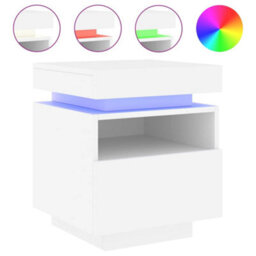 Berkfield Bedside Cabinet With Led Lights White 40X39X48.5 Cm - thumbnail 2