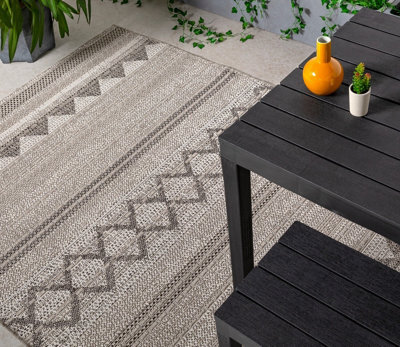 Natural Outdoor Rug, Geometric Striped Stain-Resistant Rug For Patio Deck, 2mm Modern Outdoor Area Rug-120Cm X 170Cm - image 1