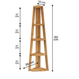 Mercers Furniture Corona Corner Ladder Bookcase Open Shelving Display Solid Wood Mexican Pine Wooden Antique Wax - thumbnail 2