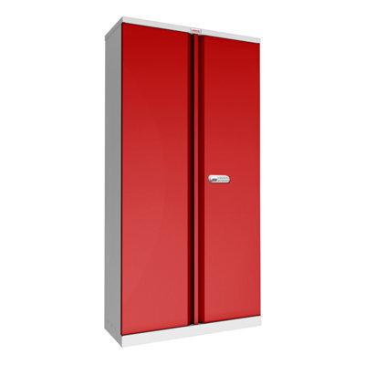 Phoenix Safe Company Phoenix Scl Series Scl1891Gre 2 Door 4 Shelf Steel Storage Cupboard Grey Body & Red Doors With Electronic Lock - image 1