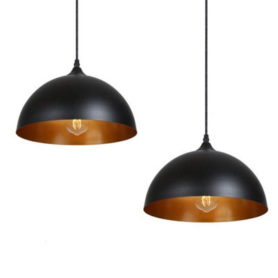 Tomshine 2 Pack Industrial Suspended Ceiling Pendant Light Fixtures Black Metal Vintage Lampshades For Kitchen Island Farmhouse