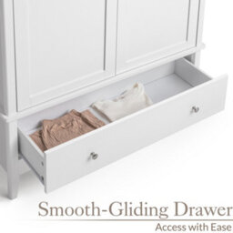 Christow White Double Wardrobe With Drawer 2 Door Bedroom Storage Furniture Cupboard - thumbnail 4