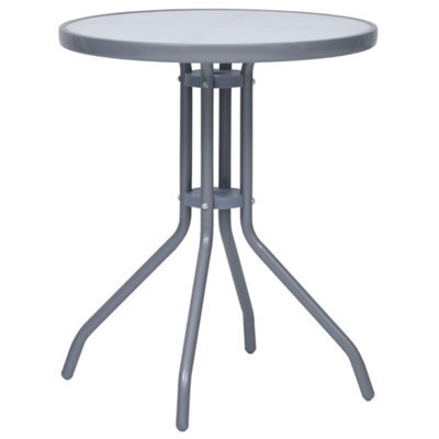 Berkfield Garden Table Light Grey 60 Cm Steel And Glass - image 1