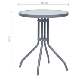 Berkfield Garden Table Light Grey 60 Cm Steel And Glass - thumbnail 5