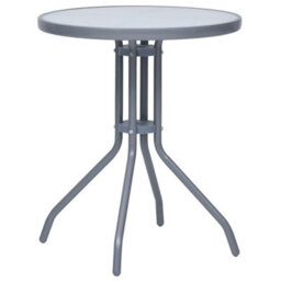 Berkfield Garden Table Light Grey 60 Cm Steel And Glass - thumbnail 1