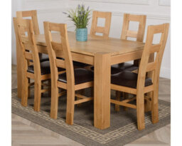 That's Furniture Kuba 150 X 85 Cm Chunky Medium Oak Dining Table And 6 Chairs Dining Set With Yale Chairs - thumbnail 1