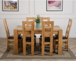 That's Furniture Kuba 150 X 85 Cm Chunky Medium Oak Dining Table And 6 Chairs Dining Set With Yale Chairs - thumbnail 2
