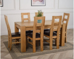 That's Furniture Kuba 150 X 85 Cm Chunky Medium Oak Dining Table And 6 Chairs Dining Set With Yale Chairs - thumbnail 3