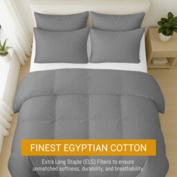 Pamposh 400 Thread Count Egyptian Cotton Double Duvet Cover Set Premium Cotton Breathable Luxury Bedding Set With Zipper Closure - thumbnail 3