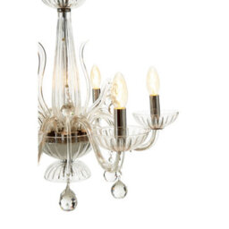 Orsina 6 Bulb Crystal Chandelier, Glass Arm Chandelier With Hanging K9 Orbs, Iron Frame Ceiling Light For Hallway - thumbnail 4