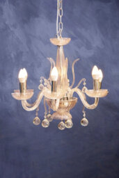 Orsina 6 Bulb Crystal Chandelier, Glass Arm Chandelier With Hanging K9 Orbs, Iron Frame Ceiling Light For Hallway - thumbnail 5
