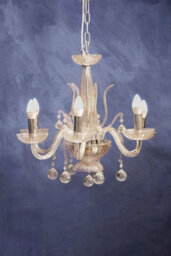 Orsina 6 Bulb Crystal Chandelier, Glass Arm Chandelier With Hanging K9 Orbs, Iron Frame Ceiling Light For Hallway - thumbnail 6