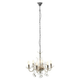 Orsina 6 Bulb Crystal Chandelier, Glass Arm Chandelier With Hanging K9 Orbs, Iron Frame Ceiling Light For Hallway - thumbnail 3