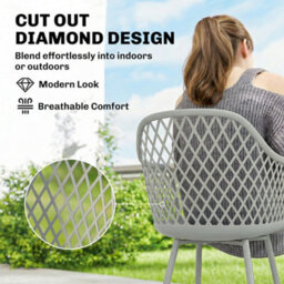Outsunny Garden Chairs Set Of 4, Garden Dining Chairs With Armrests, Grey - thumbnail 5