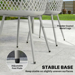 Outsunny Garden Chairs Set Of 4, Garden Dining Chairs With Armrests, Grey - thumbnail 7