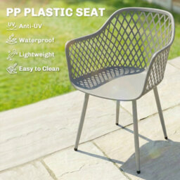 Outsunny Garden Chairs Set Of 4, Garden Dining Chairs With Armrests, Grey - thumbnail 4