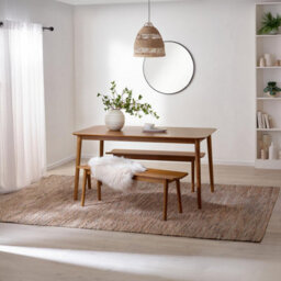 Furniturebox Uk Lynton Large Walnut Effect Wooden Dining Table & 2 Benches