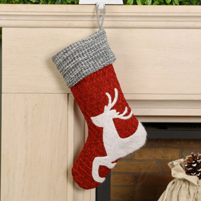 Dibor Red Sweater Knit Reindeer Xmas Gift Decoration Christmas Stocking For Kids - image 1