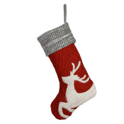 Dibor Red Sweater Knit Reindeer Xmas Gift Decoration Christmas Stocking For Kids - thumbnail 2