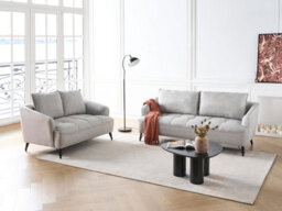 Beliani Living Room Set 5 Seater Hobro Fabric Light Grey - thumbnail 2