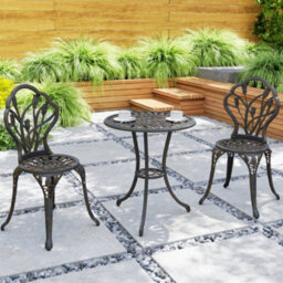 Outsunny 3 Piece Bistro Set, Aluminium Garden Furniture With Umbrella Hole - thumbnail 8