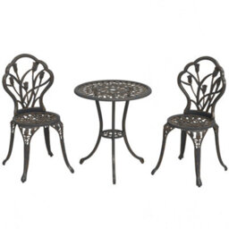 Outsunny 3 Piece Bistro Set, Aluminium Garden Furniture With Umbrella Hole - thumbnail 2