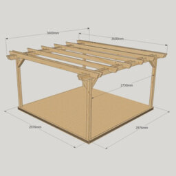 Rutland County Garden Furniture Double Garden Pergola And Decking Kit - Wood - L360 X W360 Cm - Rustic Brown - thumbnail 5