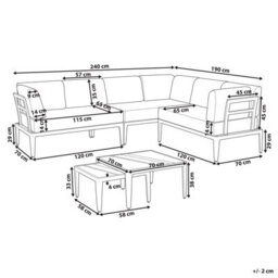 Beliani Garden Corner Sofa With Table 6 Seater Rima Iii Left Hand Modular Metal Grey - thumbnail 3