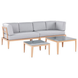 Beliani Garden Corner Sofa With Table 6 Seater Rima Iii Left Hand Modular Metal Grey - thumbnail 5