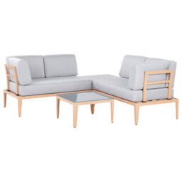 Beliani Garden Corner Sofa With Table 6 Seater Rima Iii Left Hand Modular Metal Grey - thumbnail 6