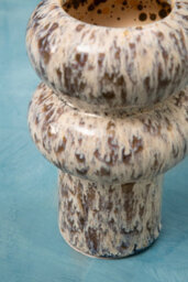 Orsina Small Vase, Beige Stoneware Vase, Free Standing Vase For Contemporary Homes, Marbling Effect Stoneware Vase - thumbnail 5