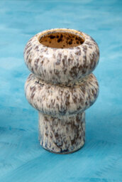 Orsina Small Vase, Beige Stoneware Vase, Free Standing Vase For Contemporary Homes, Marbling Effect Stoneware Vase - thumbnail 3