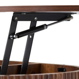 Walnut Brown Lift Top Coffee Table With Storage Oval Wooden Living Room Center Coffee Table - thumbnail 5