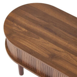Walnut Brown Lift Top Coffee Table With Storage Oval Wooden Living Room Center Coffee Table - thumbnail 3