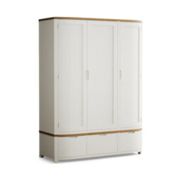 Furniture 48 Brahms Oak And Signal White Painted Triple Wardrobe - thumbnail 2