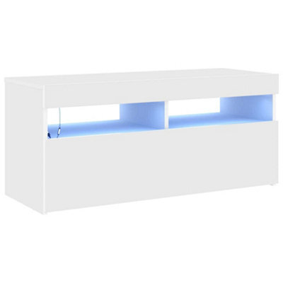 Berkfield Modern Tv Cabinet With Led Lights White 90X35X40 Cm - image 1