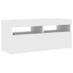 Berkfield Modern Tv Cabinet With Led Lights White 90X35X40 Cm - thumbnail 7