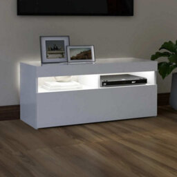Berkfield Modern Tv Cabinet With Led Lights White 90X35X40 Cm - thumbnail 3