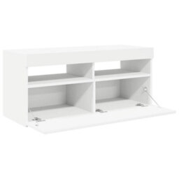 Berkfield Modern Tv Cabinet With Led Lights White 90X35X40 Cm - thumbnail 8