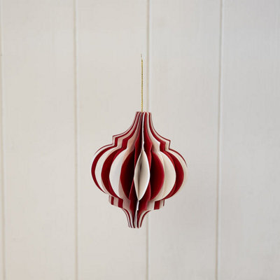 Satchville Red And White Candy Stripe Bauble - image 1