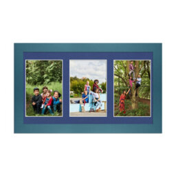 AK Frames 40X20Cm Navy Blue Modern Multi Photo Frame With Blue Mount - Holds 3 Apertures (3X) 6X4 Photos - thumbnail 1