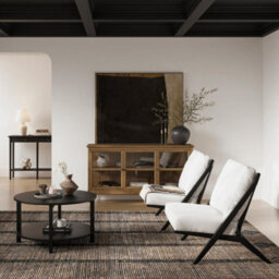 LPD Westbrook Black Coffee Table - Stylish Design With Shelf & Matte Grain Finish - thumbnail 5