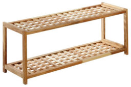 Orsina Sturdy Walnut Wood Bathe Two Tier Shoe Rack, Easy Access Shoe Drawer Organizer, Multipurpose Shoe Organizer - thumbnail 2