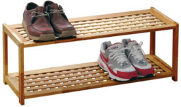 Orsina Sturdy Walnut Wood Bathe Two Tier Shoe Rack, Easy Access Shoe Drawer Organizer, Multipurpose Shoe Organizer - thumbnail 3