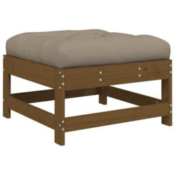 Berkfield Garden Footstool With Cushion Honey Brown Solid Wood Pine - thumbnail 2
